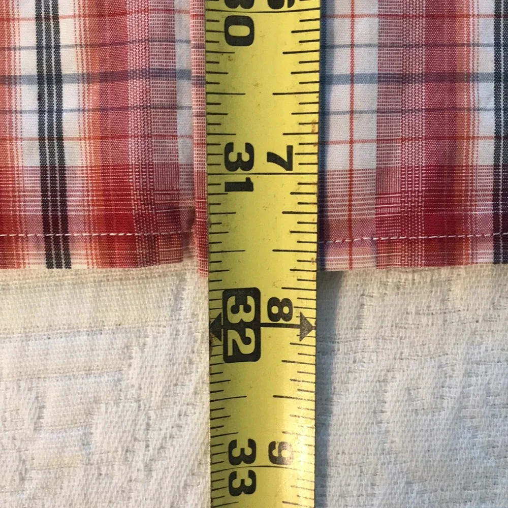 Banana Republic Red White Black Plaid Western Inspired Shirt Size L Tall 16”